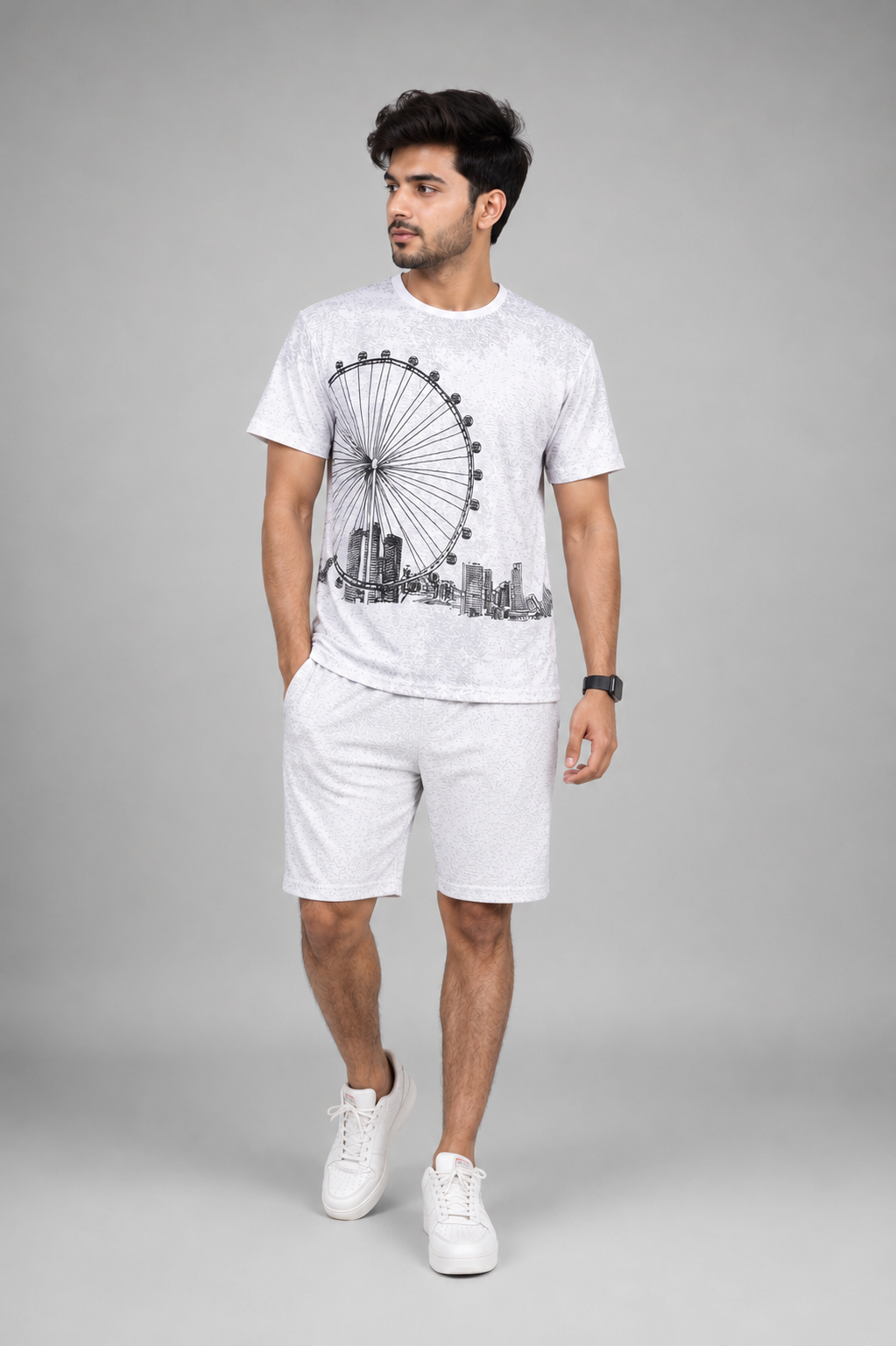 Men's China Cut Terry Printed Summer Co-Ord Set