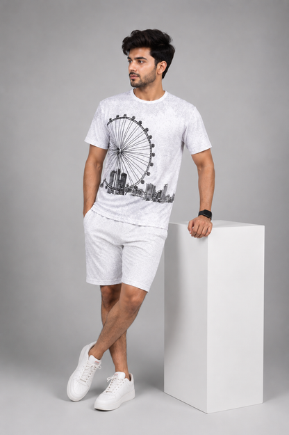 Men's China Cut Terry Printed Summer Co-Ord Set