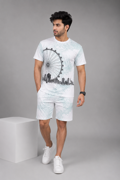 Men's China Cut Terry Printed Summer Co-Ord Set