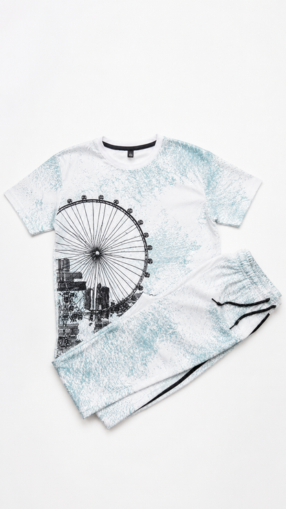 Men's China Cut Terry Printed Summer Co-Ord Set