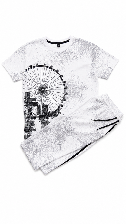 Men's China Cut Terry Printed Summer Co-Ord Set