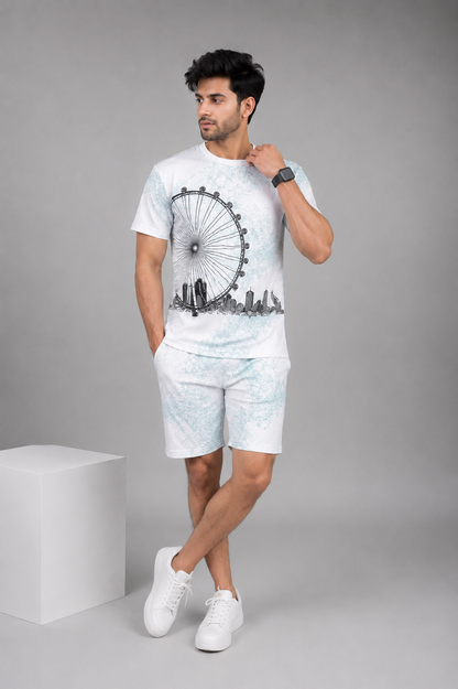 Men's China Cut Terry Printed Summer Co-Ord Set
