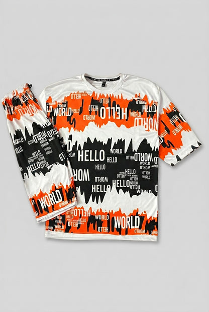 Men's Premium Abstract Typography Printed Co-Ord Set
