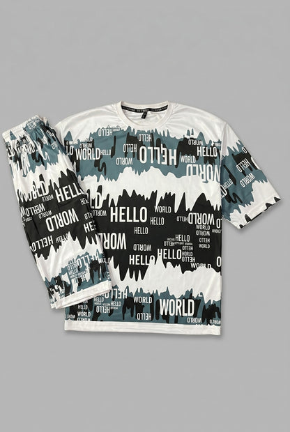 Men's Premium Abstract Typography Printed Co-Ord Set