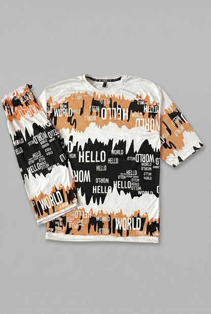 Men's Premium Abstract Typography Printed Co-Ord Set